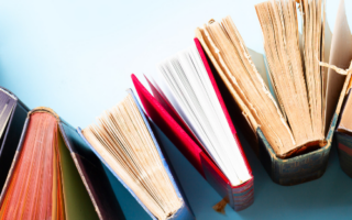 books arranged on a curve