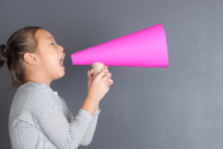 a girl shouting