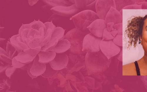 adrienne maree brown photo with a stylized hot pink background